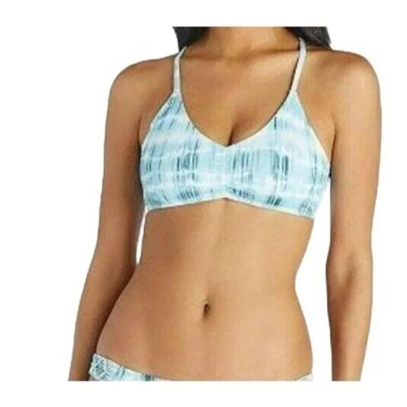 Ambrielle Womens XL Light Blue Tie-Dye Braided Back Bikini Top - Picture 1 of 5